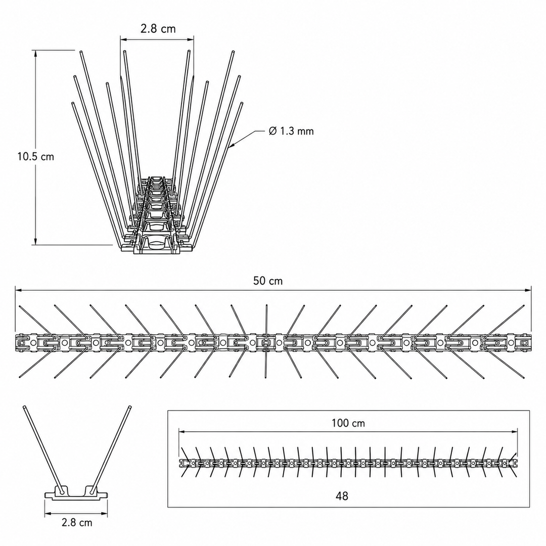 100% Stainless Steel Spike System for Bird Repellent (10 m)