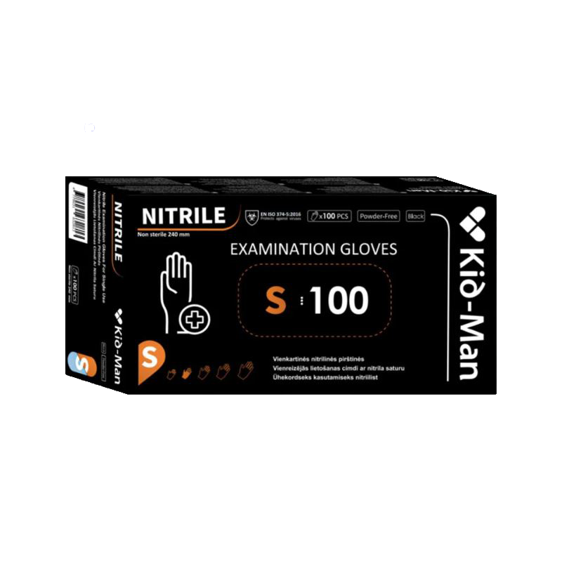 Disposable nitrile gloves KID MAN, black